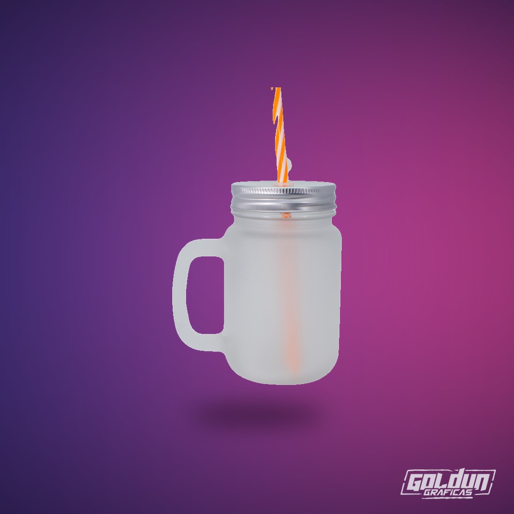 Frasco frosted con tapa y bombilla 14 oz